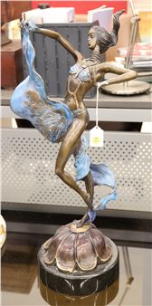 ''Exotic Dancer'' Patinated Bronze Sculpture - Sergey Kazaryan