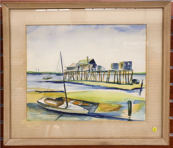 Gustave Meier 1934 Provincetown Watercolor Framed 25''x29 - Gustave Meier