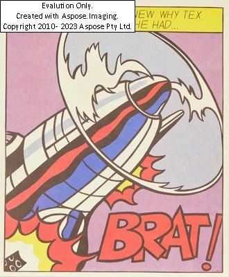 Artwork by Roy Lichtenstein, "As I opened fire", Made of offset prints in color on thin cardboard