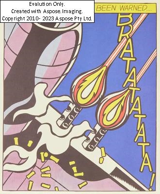 Artwork by Roy Lichtenstein, "As I opened fire", Made of offset prints in color on thin cardboard