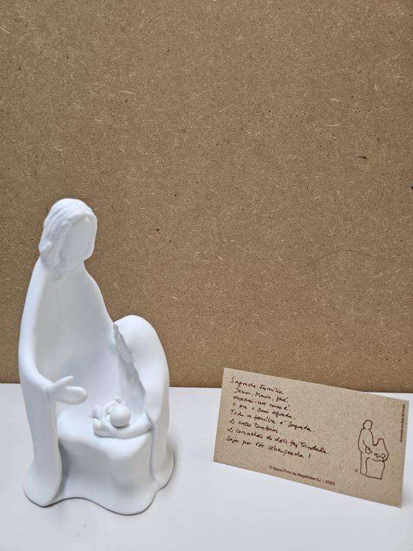Artwork by Vasco Pinto de Magalhães, Sacred Family, Made of bicuit sculpture with handwritten card