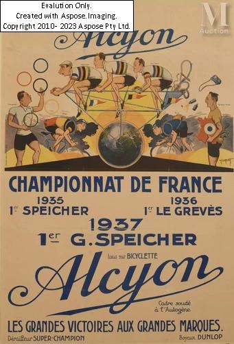 Artwork by Petit Abel, Cycles "Alcyon"., Made of POSTER lithographed in color