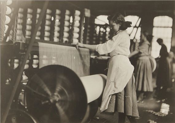 Girls at Weaving Machine, Lincoln Cotton Mills, Evansville, Indiana