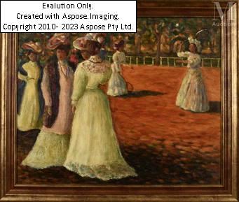 "La partie de tennis des élégantes". by Anne de Jaeger