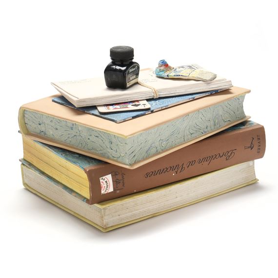 Trompe l'oeil Porcelain Assemblage of Books by Richard Blake Shaw