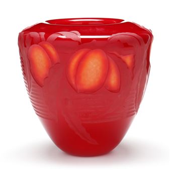 Cameo Glass Peach Bowl - Valeri Surjan