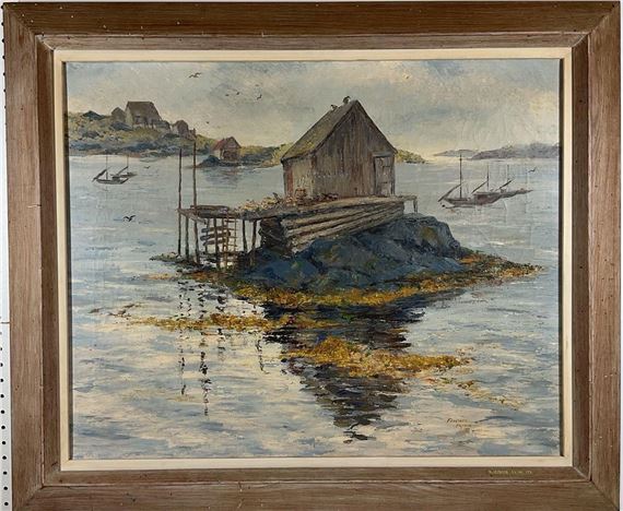 Coastal landscape with boats