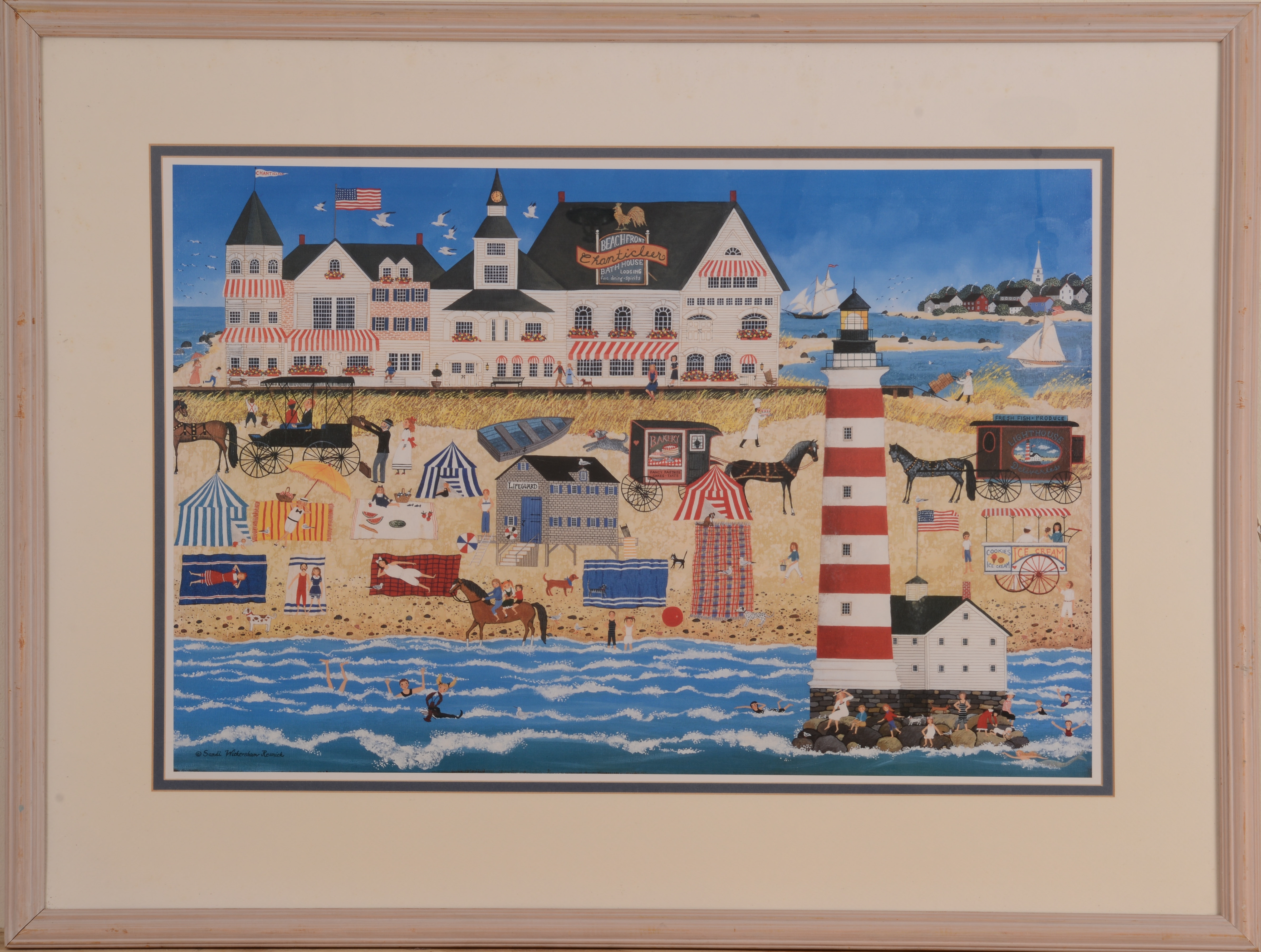 Artwork by Sandi Resnick, Beach Scene, Made of Lithograph on paper