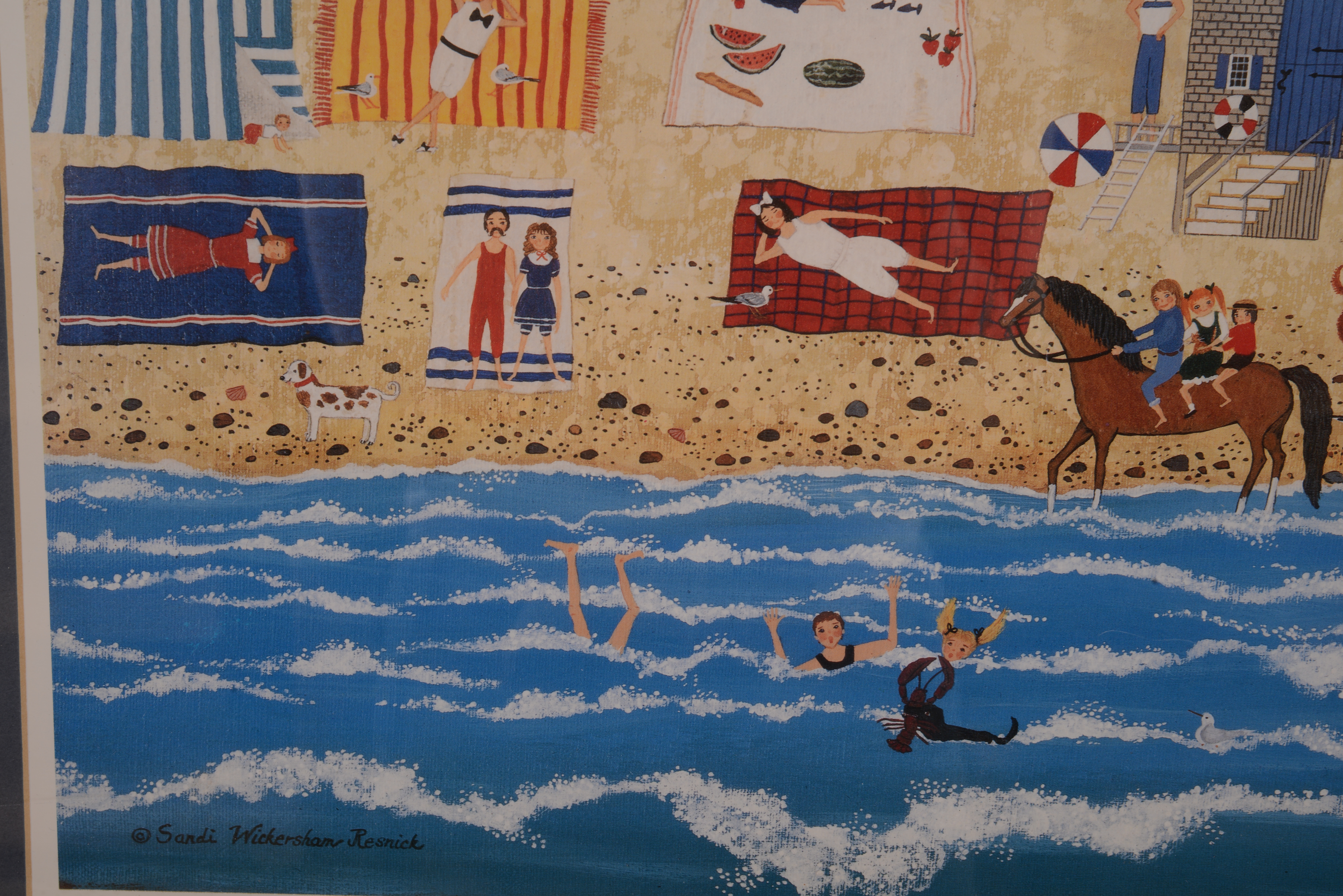 Artwork by Sandi Resnick, Beach Scene, Made of Lithograph on paper