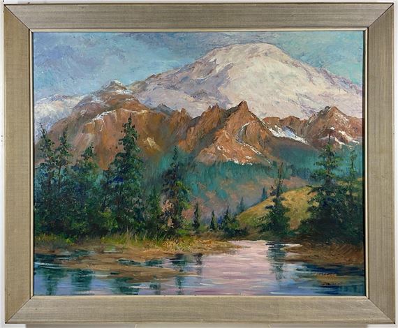 Mountain landscape with lake by Florence Prince Ewing