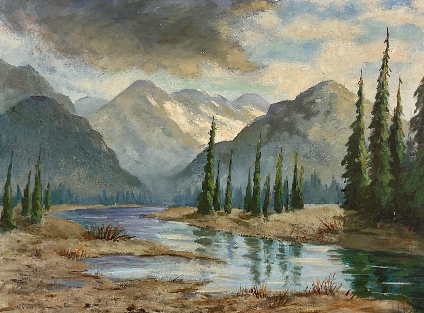 Artwork by Florence Prince Ewing, Mountain landscape, Made of Oil on canvas