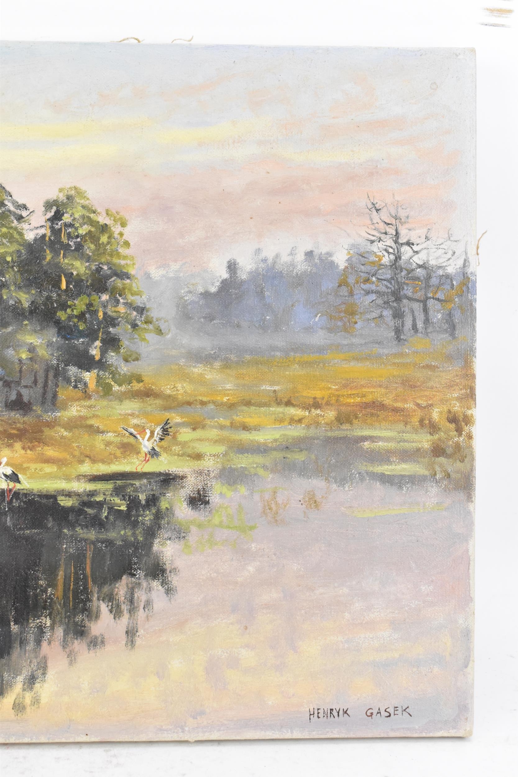 Artwork by Henryk Gasek, Henryk Gasek (1924-1983) An oil on canvas depicting a river landscape scene, Made of oil on canvas