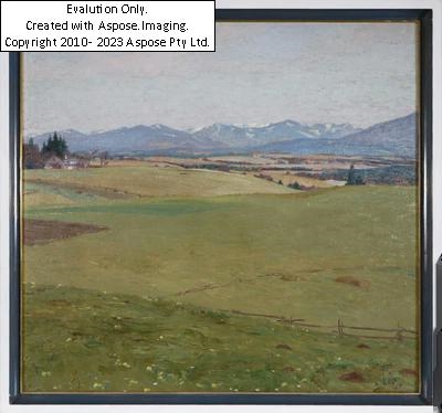Artwork by Ernst Dorn, (Neustadt b. Coburg 1889-1927 München) Landschaft im bayrischen Alpenvorland, Made of oil on canvas, laminated on hardboard