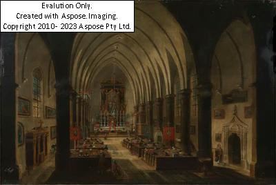 (Prag 1746-1821) Inneres einer gotischen Kirche während der Liturgie mit eucharistischem Segen - Ludwig Kohl