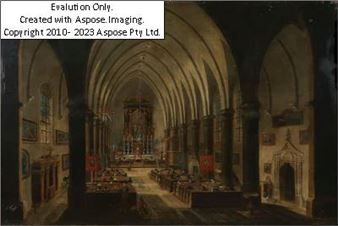 (Prag 1746-1821) Inneres einer gotischen Kirche während der Liturgie mit eucharistischem Segen - Ludwig Kohl