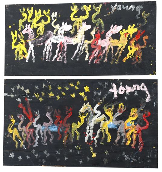 Pair of Works, Night Party by Purvis Young