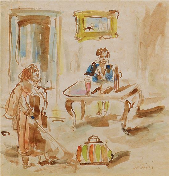 Two figures in an interior by Filippo de Pisis, mid-1930s