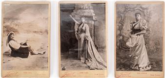 Threeblack & white antique photos of models Jennie Joyce, Emma James, and Rose Coghlan - Benjamin Joseph Falk