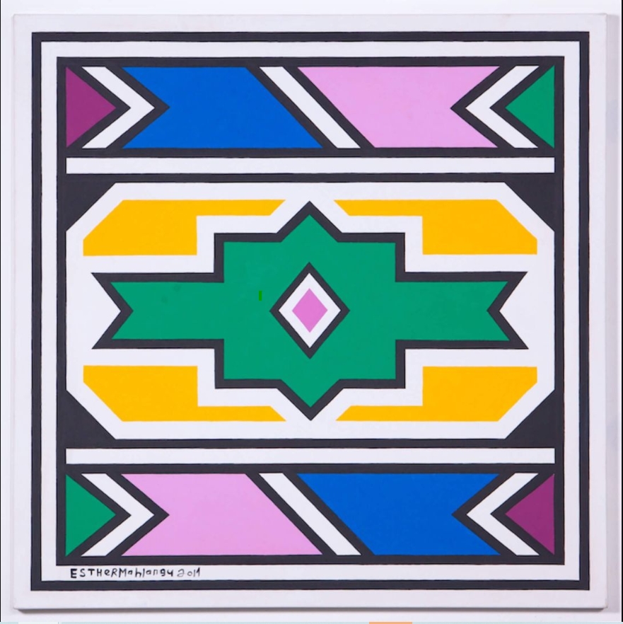 Artwork by Esther Mahlangu, Untitled (Ndebele abstract), Made of Acrylic on canvas