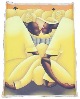 Black Milford (20th Century) Haiti, Oil on Canvas Naif Folk Art - Black Milford