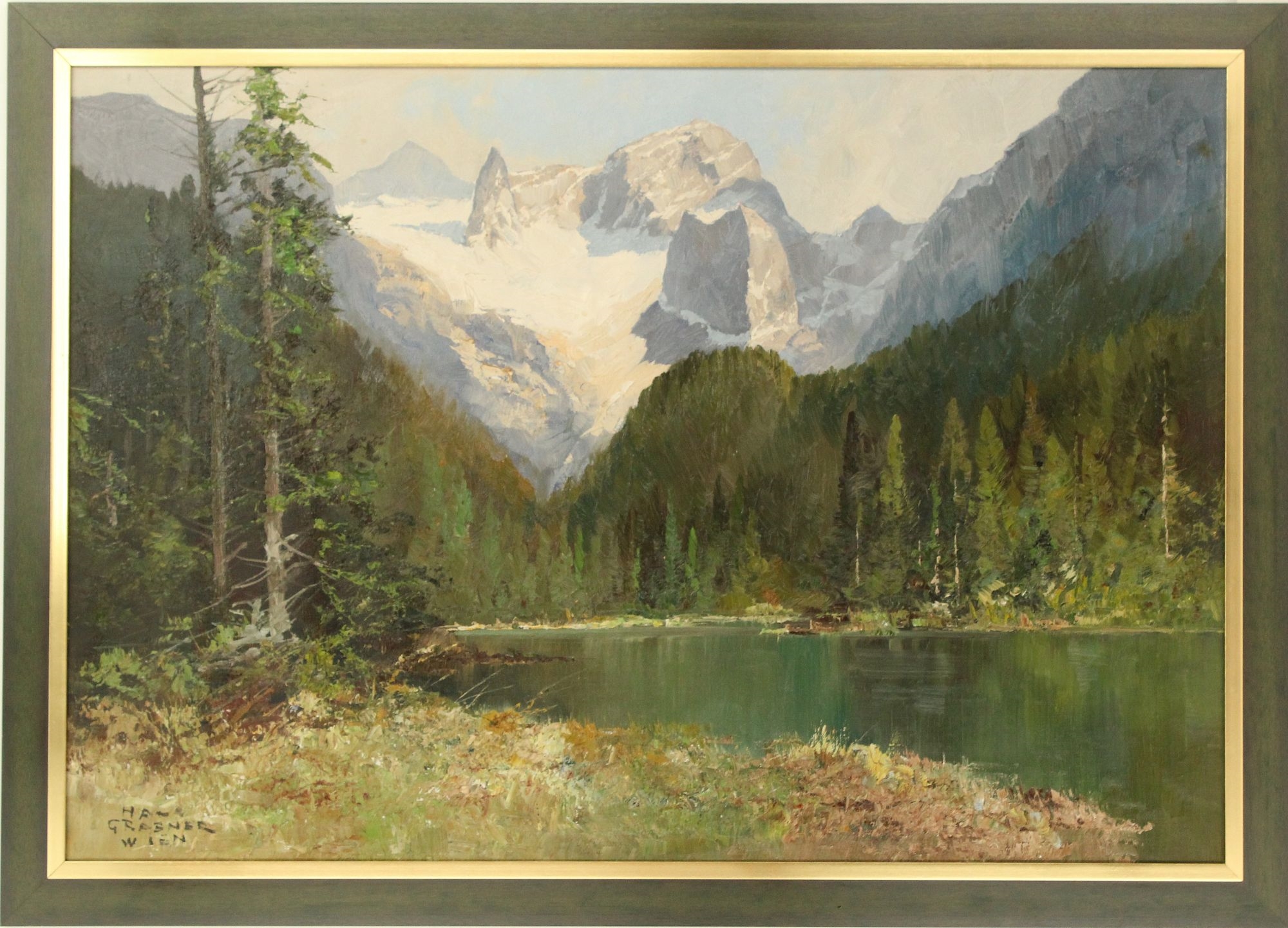 Artwork by Hans Grabner, Hans Grabner (20th Century) Austrian, Alpine Landscape Oil on Canvas Painting, Made of Oil on Canvas Painting