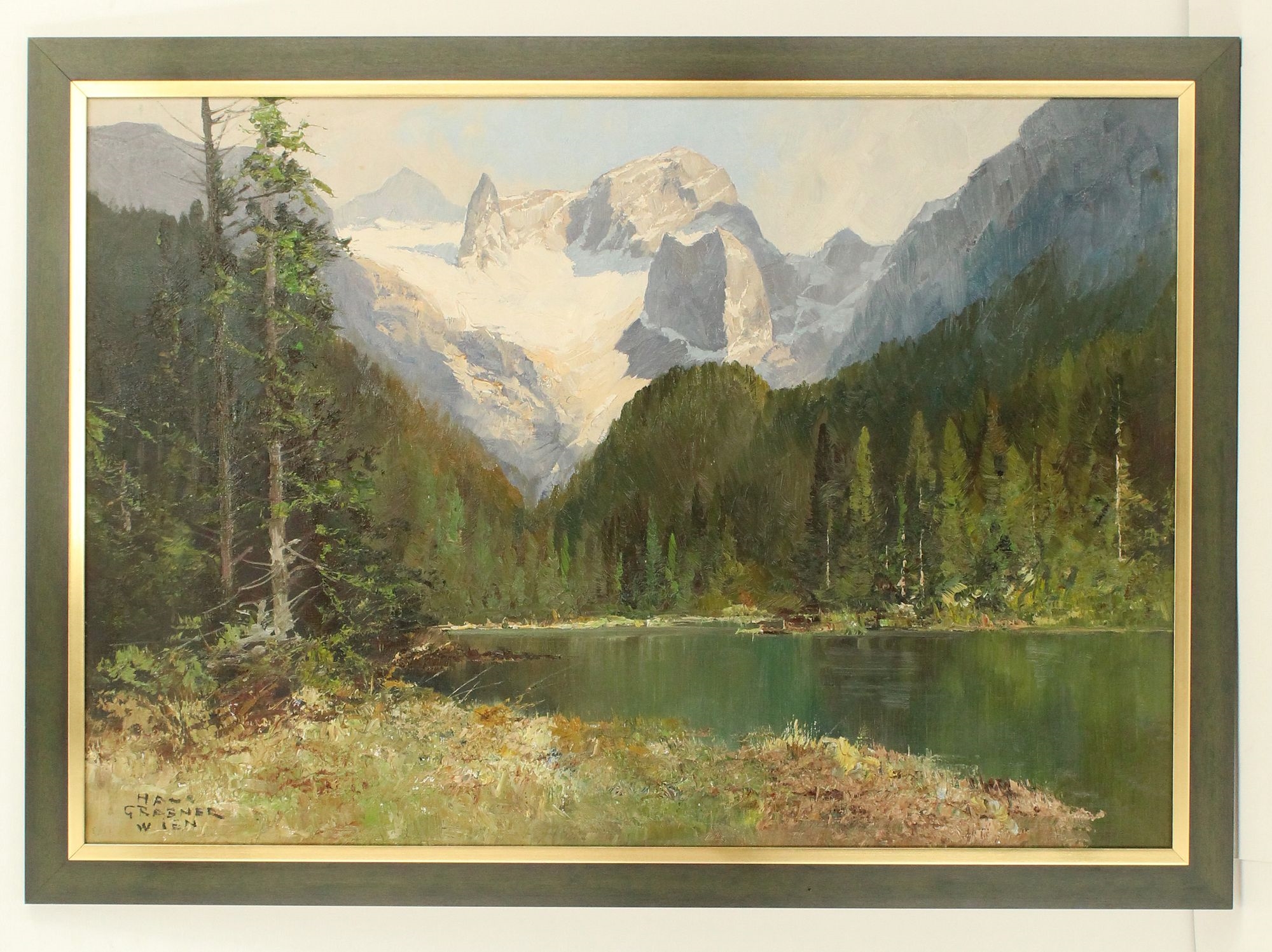 Artwork by Hans Grabner, Hans Grabner (20th Century) Austrian, Alpine Landscape Oil on Canvas Painting, Made of Oil on Canvas Painting