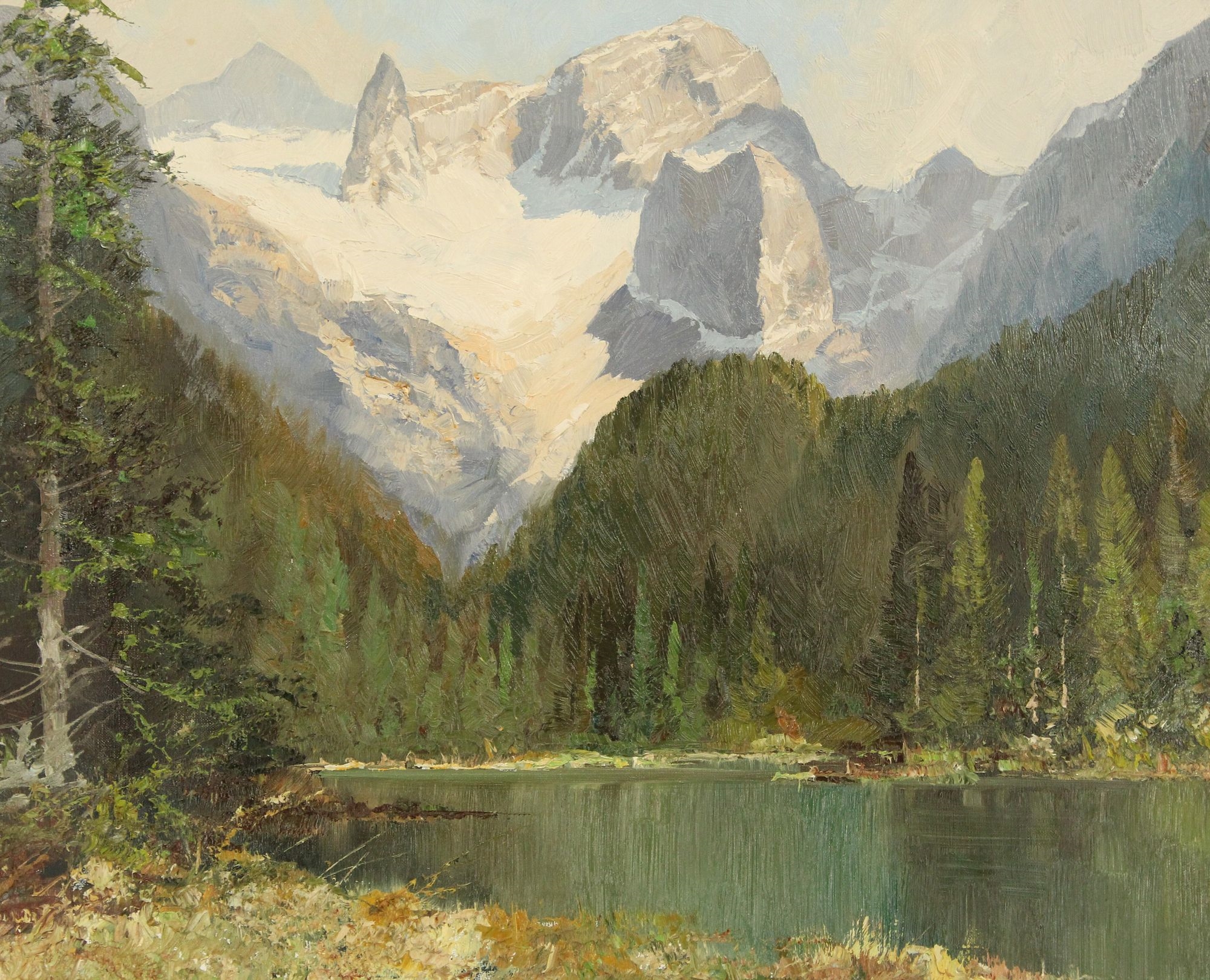 Artwork by Hans Grabner, Hans Grabner (20th Century) Austrian, Alpine Landscape Oil on Canvas Painting, Made of Oil on Canvas Painting