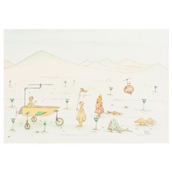 Surrealist Beings in a Mountain Landscape (a group of two) - Farlas (20th Century)