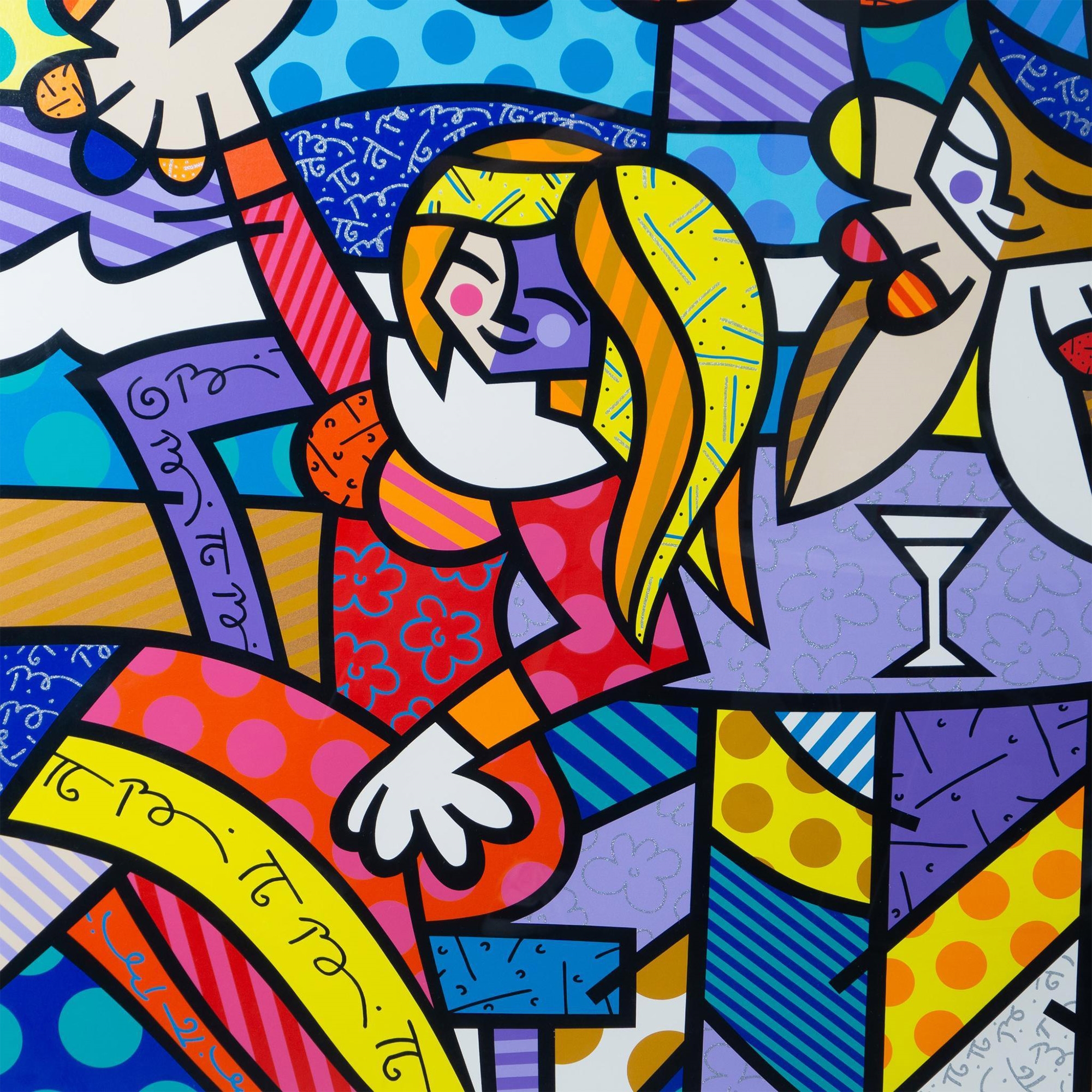 Romero Britto | Monumental color serigraph on paper entitled Doing ...
