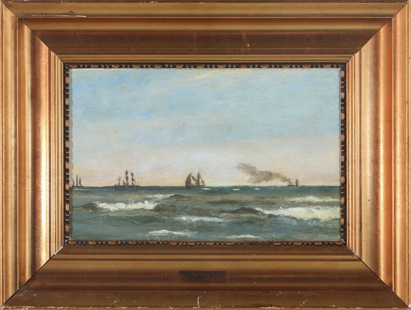 Carl Ludvig Thilson Locher | Seascape with ships on the sea | MutualArt
