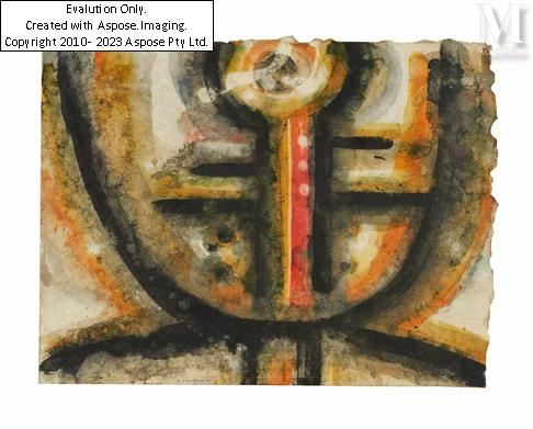 Composition, (19)65 by Ahmed Cherkaoui, circa 1965