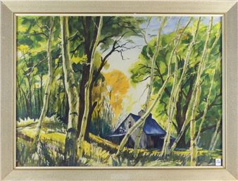 Untitled: Forest Scene with Cabin - Blake Hughes