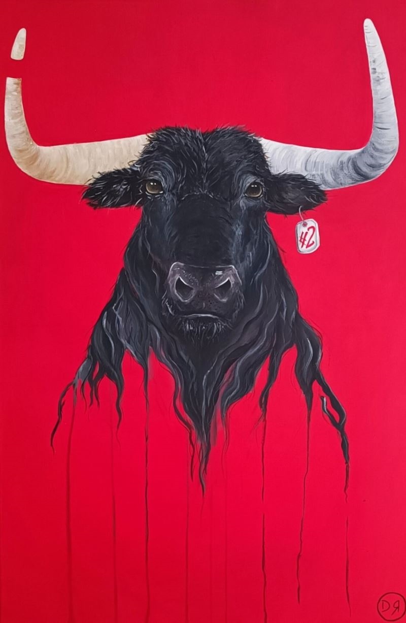 Artwork by Dominika Radomska, 2 from the series Bulls on the red carpet, Made of Acrylic, Canvas