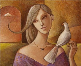 Girl with a pigeon - Agnieszka Korczak-Ostrowska