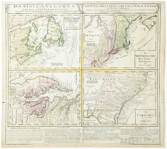 Homann Hiers Engraved Map, Dominia Anglorum in America Septentrionali - Heirs Homann