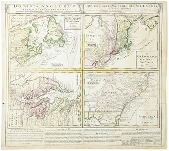 Homann Hiers Engraved Map, Dominia Anglorum in America Septentrionali - Heirs Homann