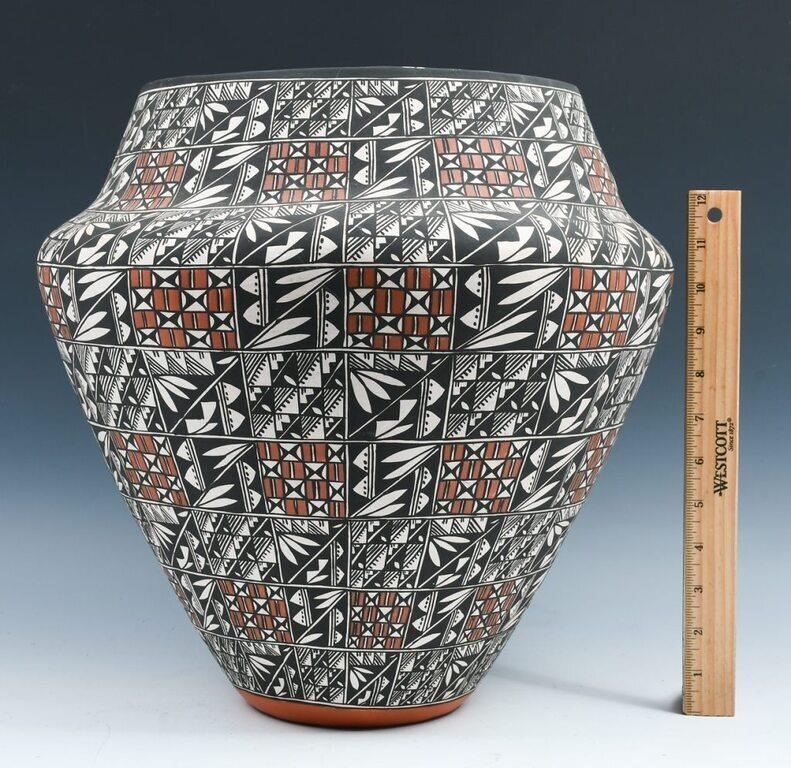 Artwork by Manuel Stevens, LARGE MANUEL STEVENS POLYCHROME ACOMA POT, Made of hand painted