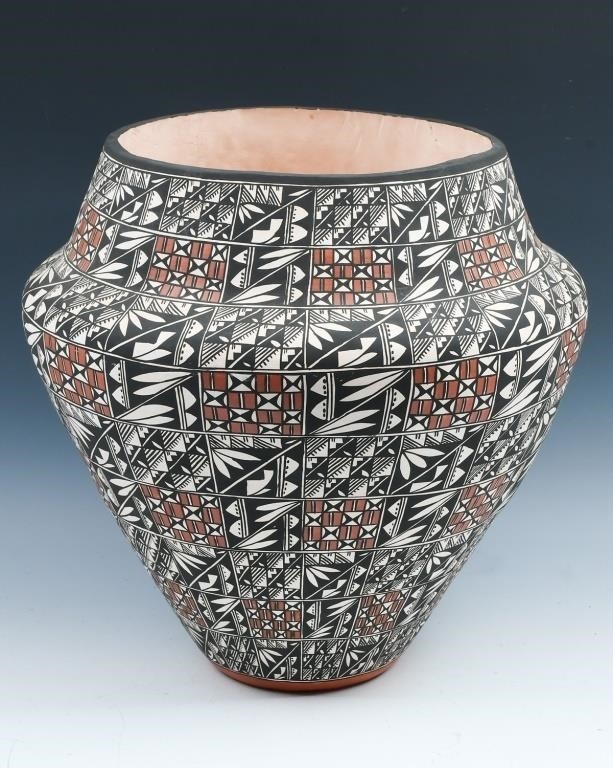 Artwork by Manuel Stevens, LARGE MANUEL STEVENS POLYCHROME ACOMA POT, Made of hand painted