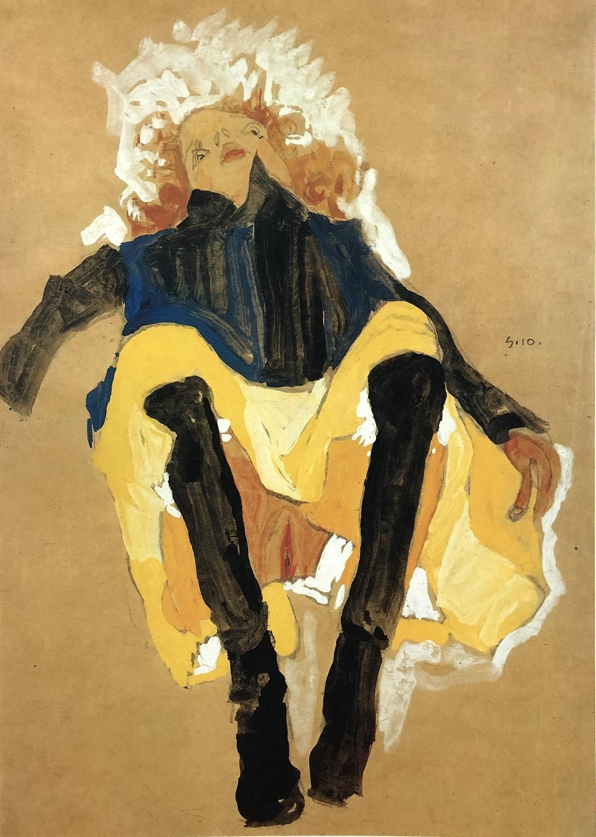 Egon Schiele | Red haired girl with legs apart 1910 (1982) | MutualArt