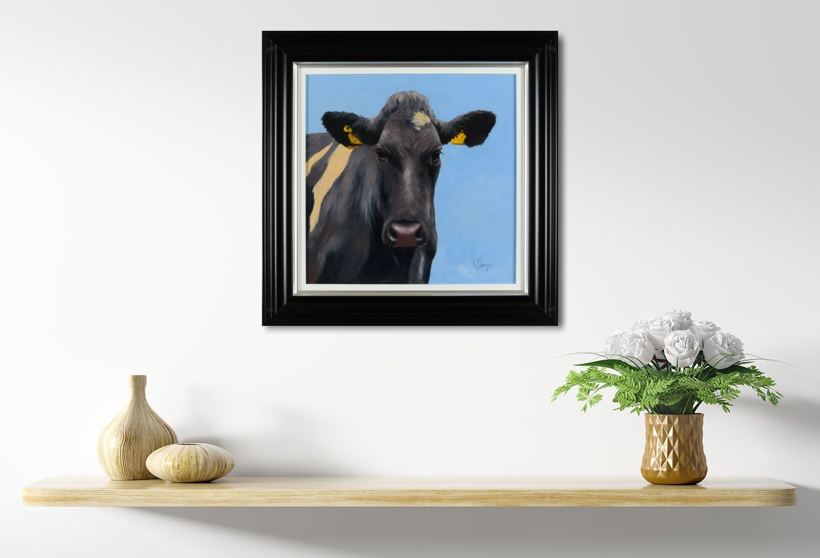 Artwork by Keith Glasgow, Lot 143 - Keith Glasgow, 'FRIESIAN COW', Made of OIL ON BOARD