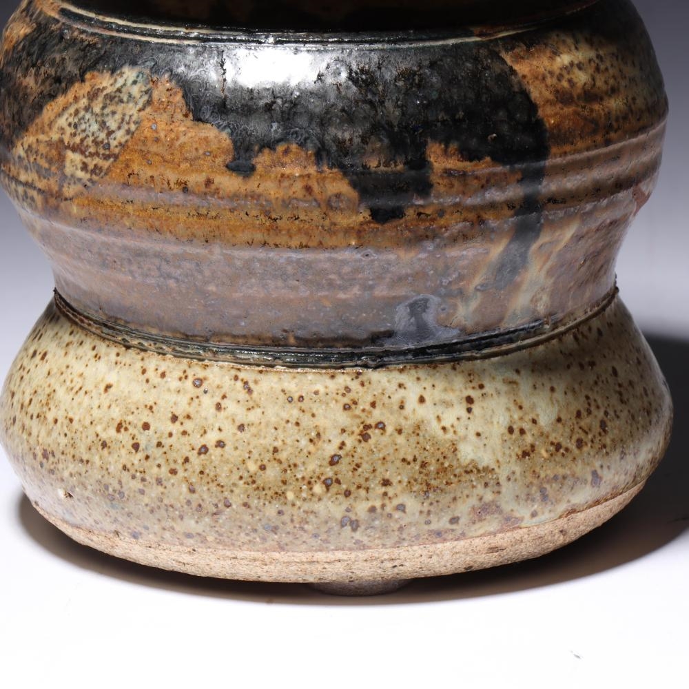 Artwork by Dan Edler, studio art pottery vessel with lid, Made of glazed stoneware