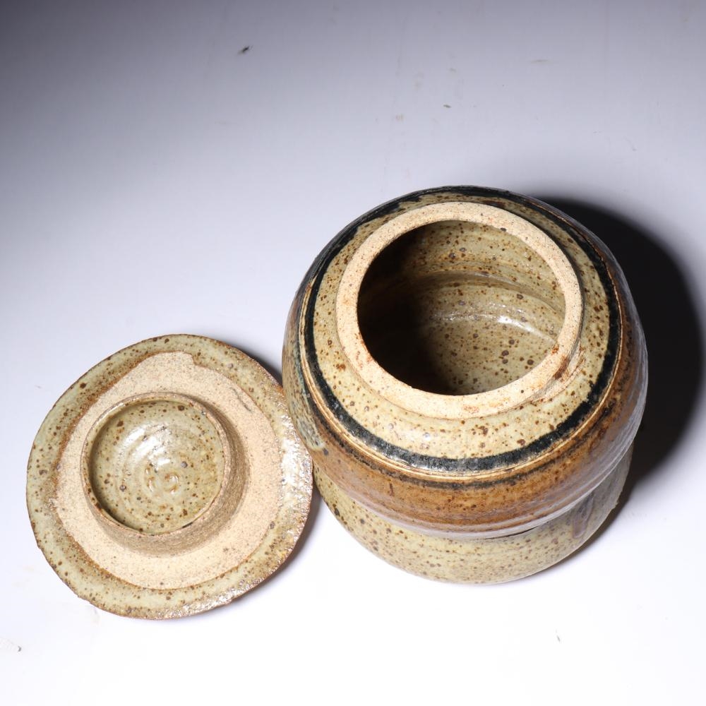 Artwork by Dan Edler, studio art pottery vessel with lid, Made of glazed stoneware