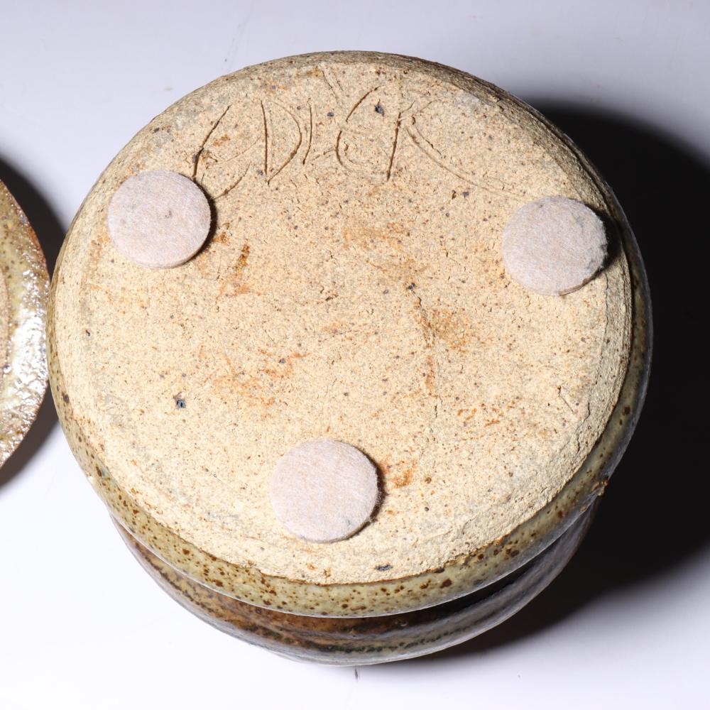 Artwork by Dan Edler, studio art pottery vessel with lid, Made of glazed stoneware