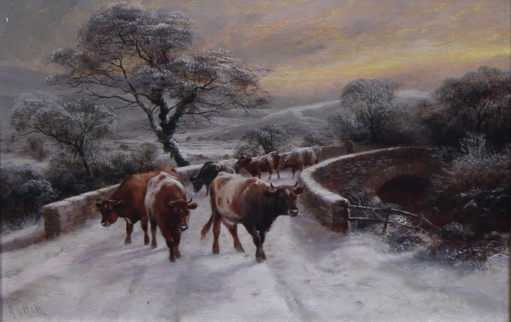 Henry R. Hall | Herding Cattle, The Close of a Winter’s Day | MutualArt