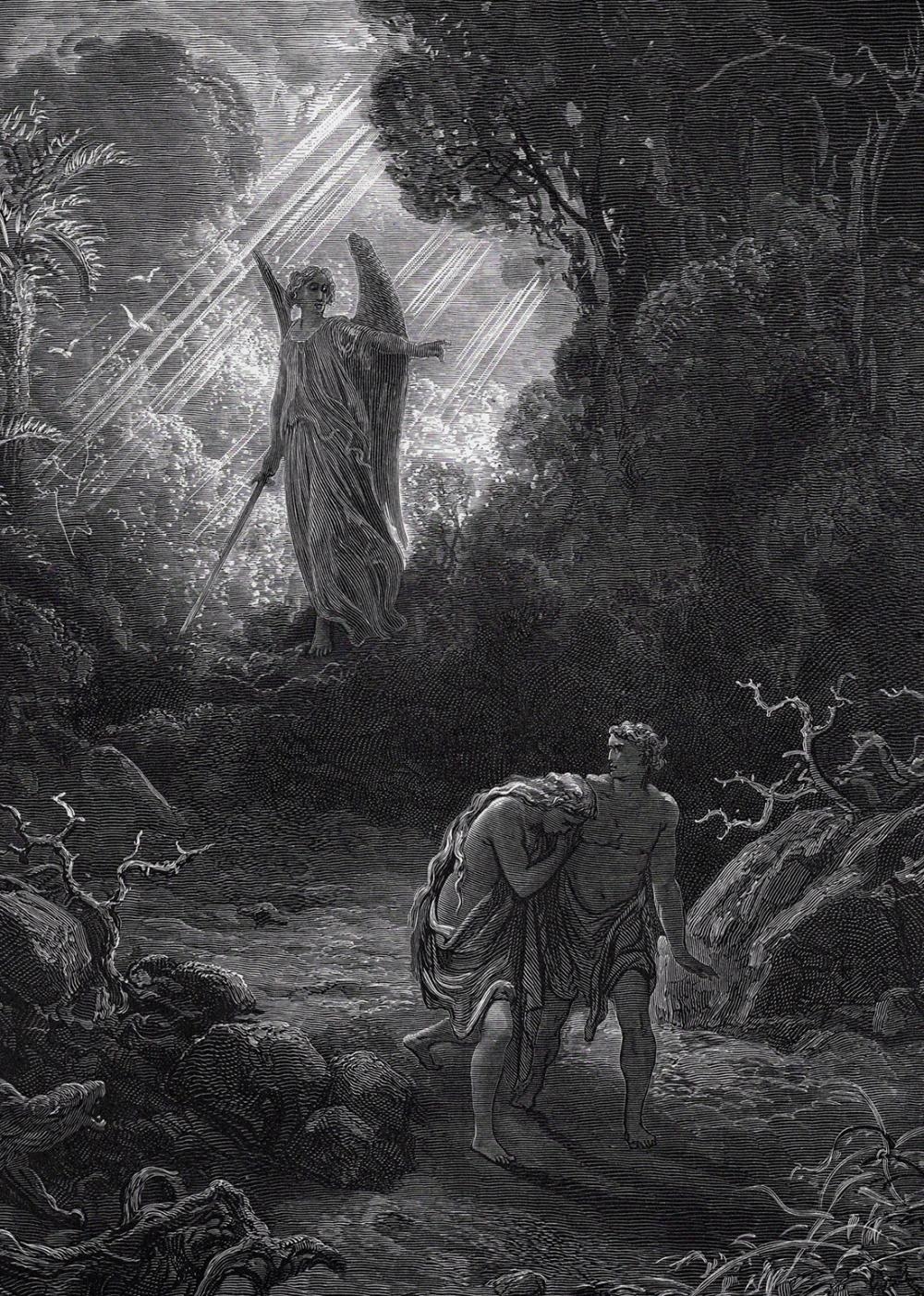 Gustave Doré | Adam and Eve Driven out of Eden (from Dore's Bible ...