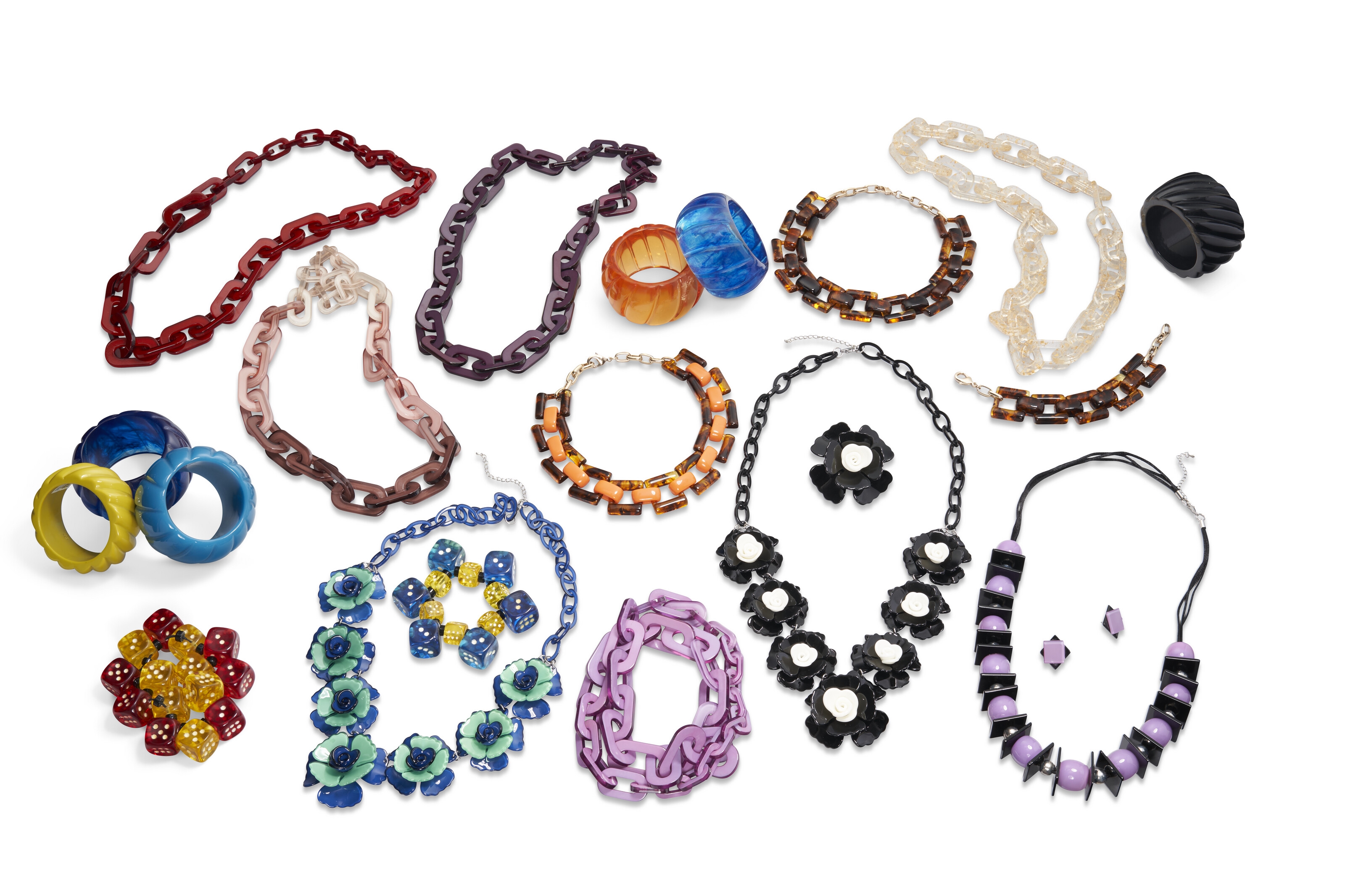 Artwork by Iris Apfel, A GROUP OF JEWELRY DESIGNED BY IRIS APFEL, Made of resin