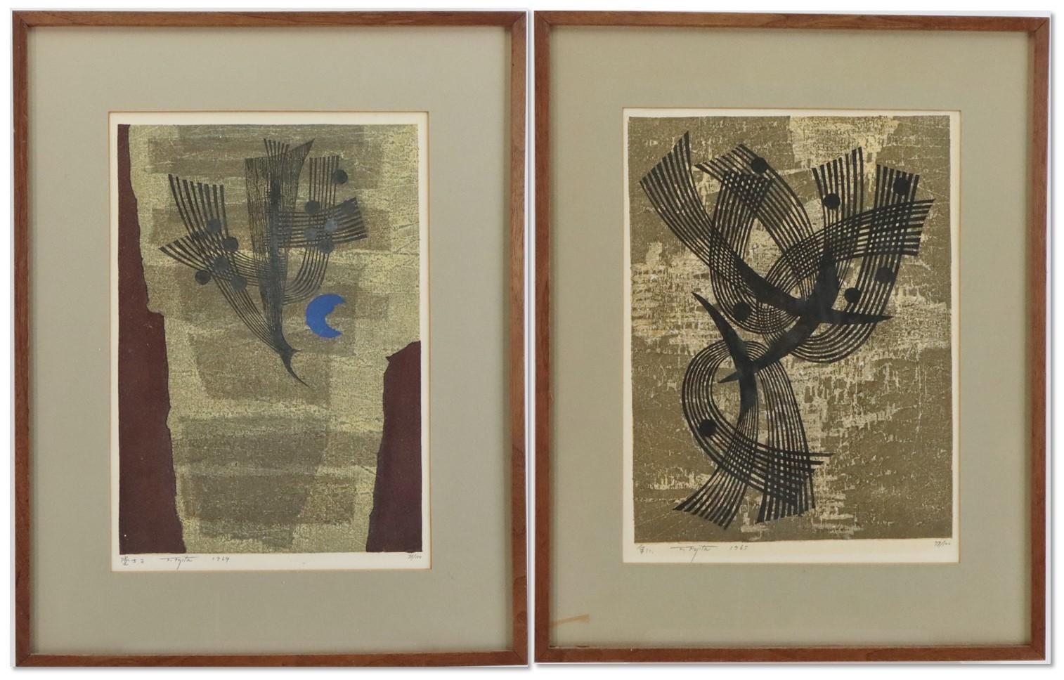 Artwork by Fumio Fujita, Pair of woodblock prints, Made of woodblock prints, pencil