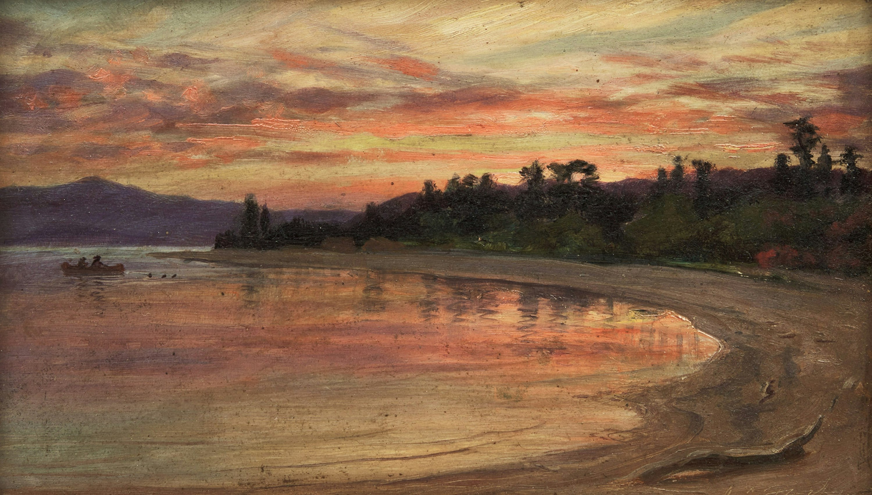Artwork by John Colin Forbes, St. Ignace, Lake Superior, Made of oil on panel laid down on board
