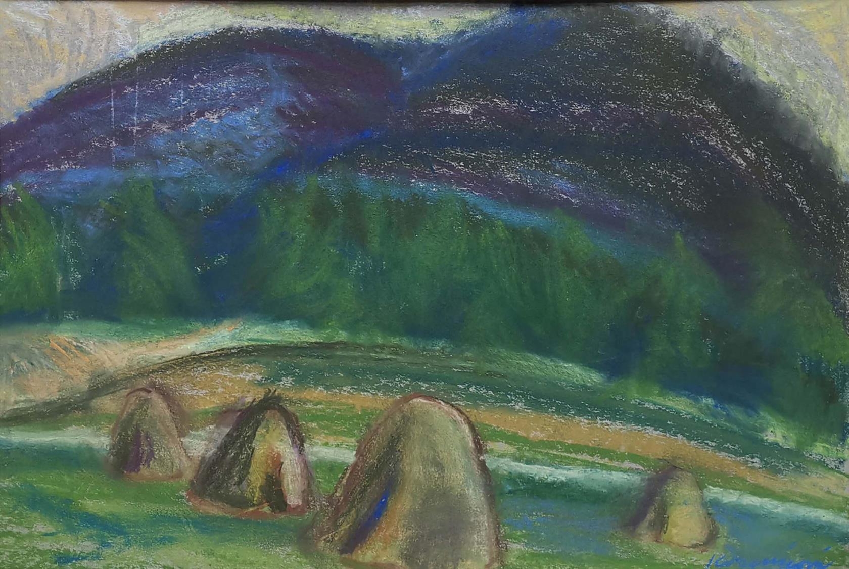 Artwork by Helena Kvasnicová, Spišská krajina IV., Made of Technika: ol. pastel, materiál: papier