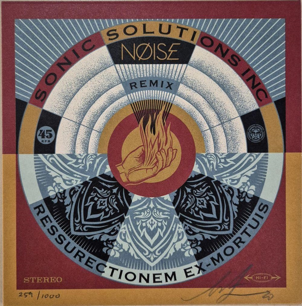 Artwork by Shepard Fairey, Tony Aguero, Remix Ressurectionem ex mortuis, Made of Silkscreen on vinyl